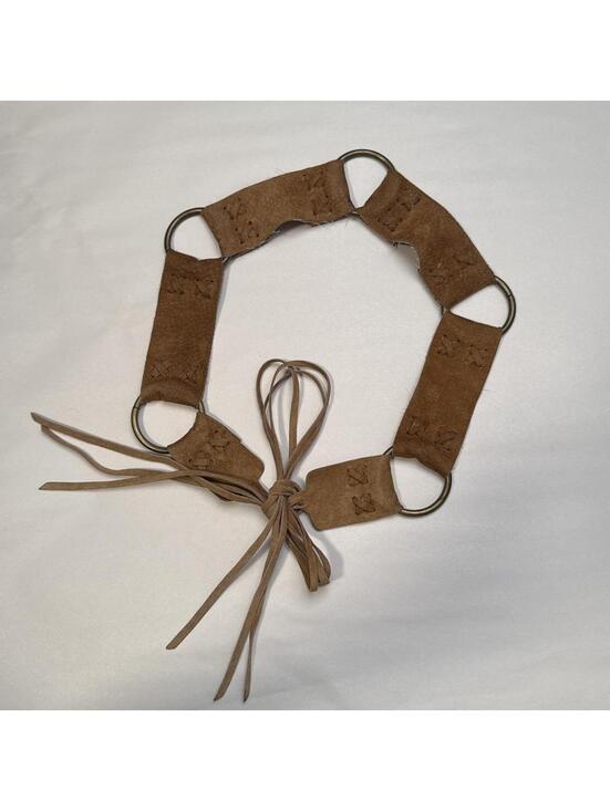 Vintage Genuine Italian Leather Tie Fringe O-Ring western Belt size S main image 3
